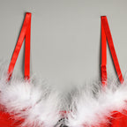 Christmas Outfit Cute Fur Ball Christmas Carnival Year Skirt Set with T-Back