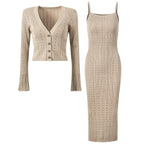 Rhinestone Spaghetti-Strap Knit A-Line Maxi Dress