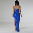 Women's Strapless Sequin Ruched High-Low Dress