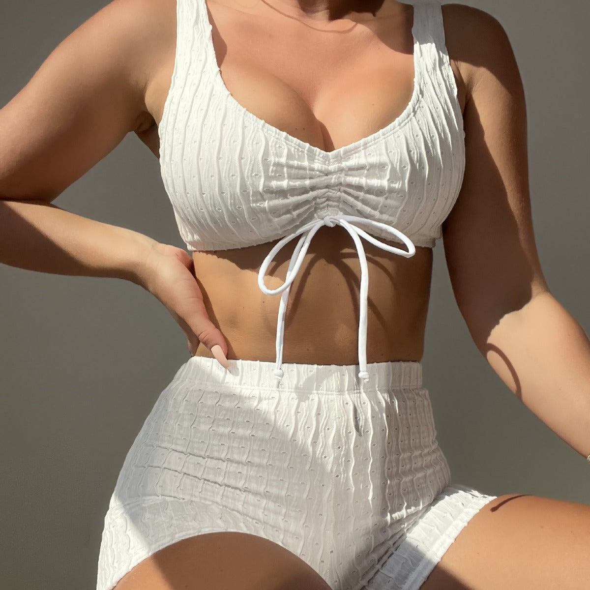 Split Pleated Bikini Swimwear