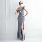 Women's Imitation Handmade Sequin Dinner Slim Fit Fishtail Wedding Gala Cocktail Dress