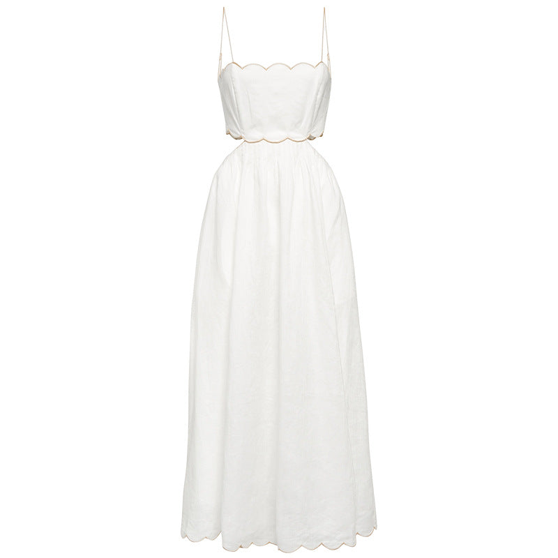 Women's Linen Cutout Cami Midi Dress
