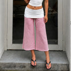 Summer Casual Waist Contrast Color Striped Pants Sexy Street Comfortable Straight Wide Leg Pants
