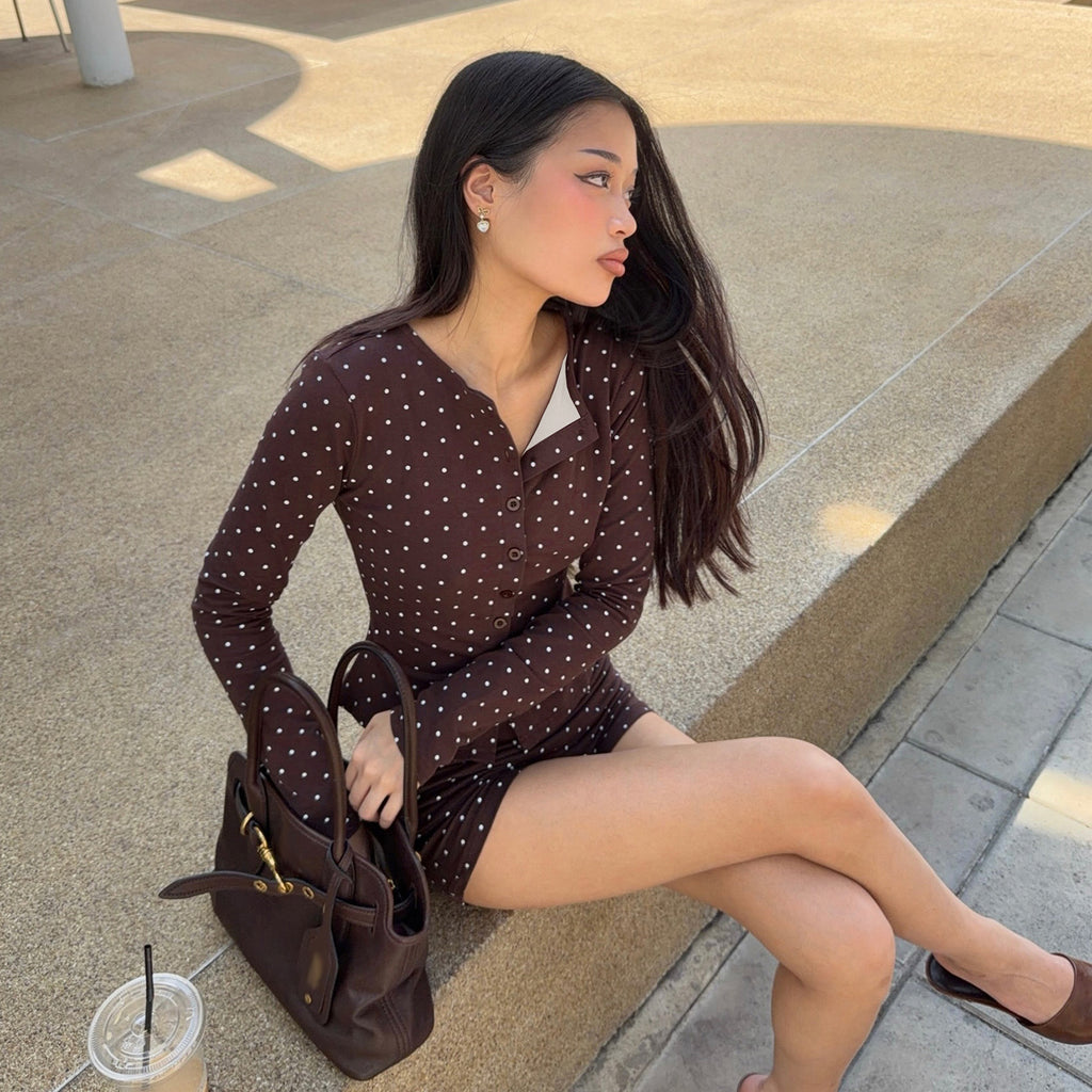 Women's Polka Dot Cardigan & Shorts Set