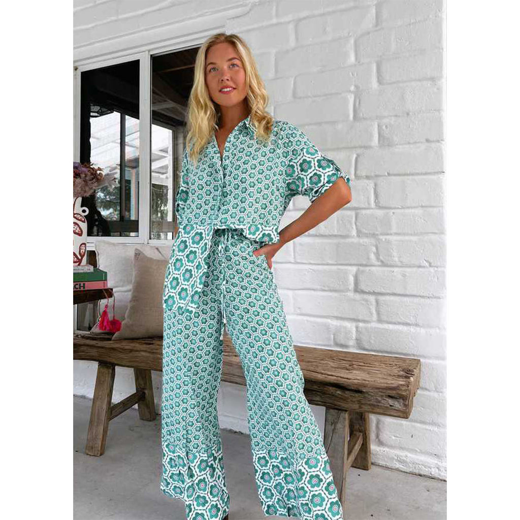 Women's Printing Stitching Shirt Two Piece Two-Piece Set