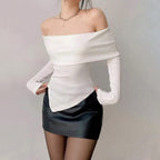 Women's Off Shoulder T-Shirt Slimming Bottoming Shirt