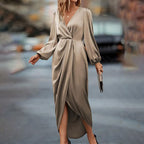 Women's Pleated Long Sleeve Dress