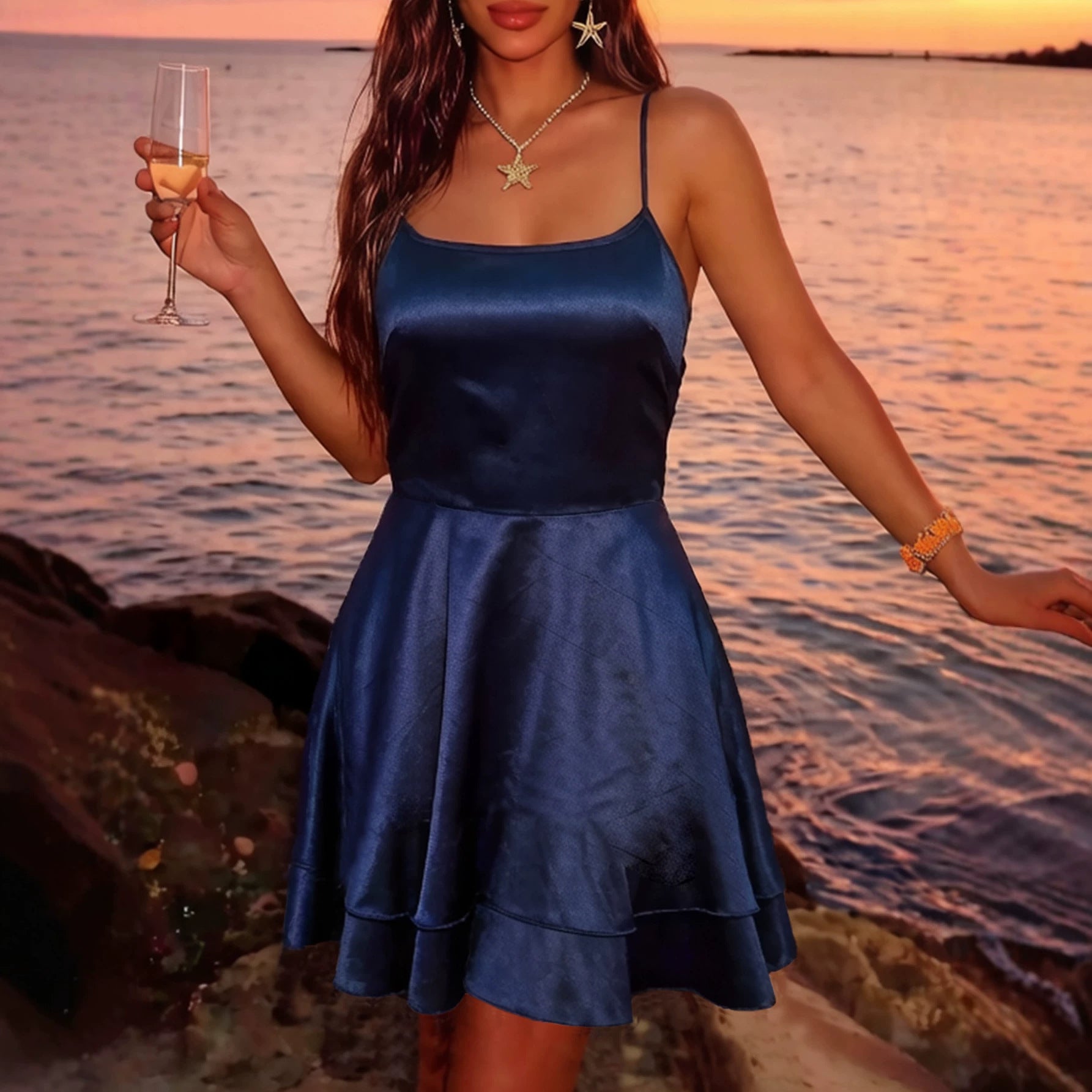 Women Clothing Birthday Dress Sexy Backless Beach Vest Dress