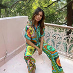 Personalized Printed Short Sleeve Vacation Casual Loose Two Piece Set