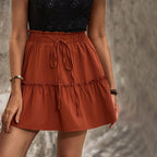 Women’s Tiered Waist-Tie Mini Skirt