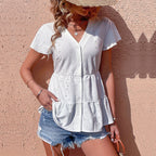 Women Summer Tops Casual Simple White Shirt