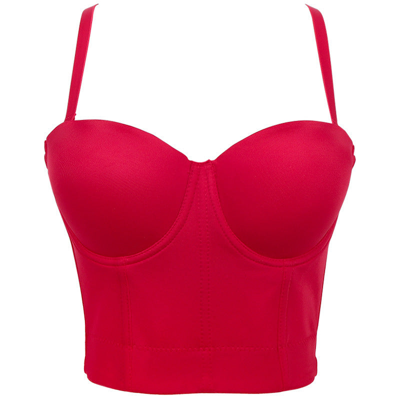 's Backless Tube Top Solid Color Bra Small Sling Detachable