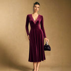 Women's Velvet Lace Midi Dress