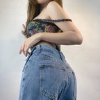 Women's Floral Lace-Up Embroidered Tube Top