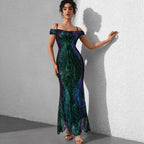 Sequin Slim-Fit Maxi Evening Dress