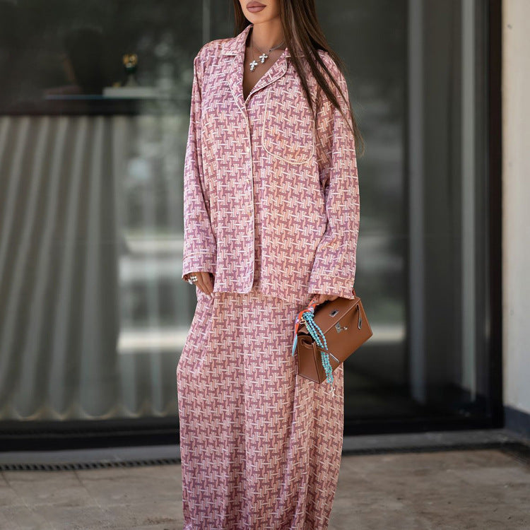 Printed Shirt & Skirt Set