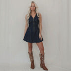 Women's Denim V-Neck Mini Dress