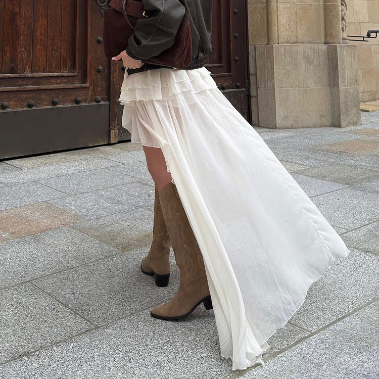 Ruffled Chiffon Sheer Skirt