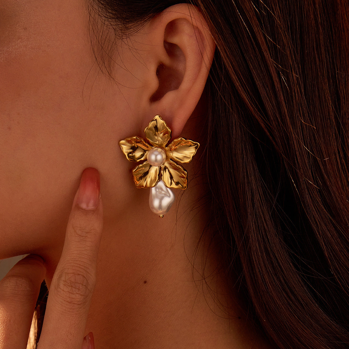Baroque Pearl Floral Earrings