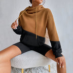 Loose Street Sweatshirt Contrast Color Hooded Long Sleeve Top
