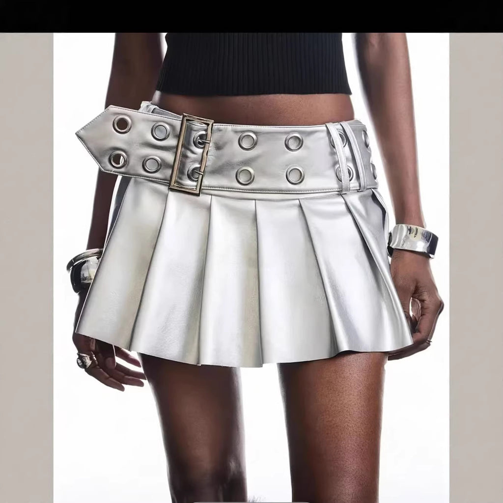 Skirt Punk Sexy Belt Short Skirt Sexy Miniskirt Pleated