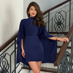 Women's Asymmetric Turtleneck Mini Dress