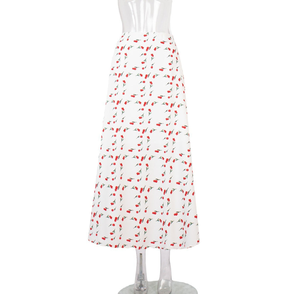 Women's Floral Spring Elegant High Waist A Line Fishtail Skirt