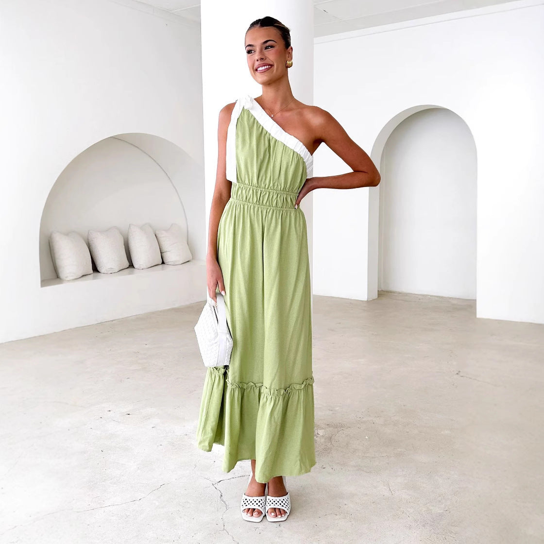 Women's Lace up Solid Color Dress
