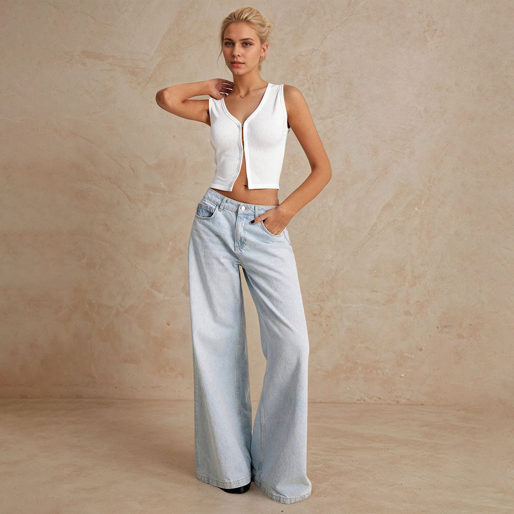 Women's V-Neck Sleeveless Cropped Top