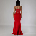 Women's Rhinestone Sheer Mesh Lace Dress