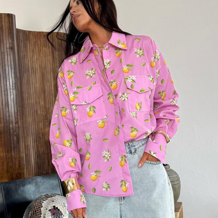 Digital Printing Shirt Polo Collar Long Sleeve