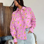 Digital Printing Shirt Polo Collar Long Sleeve