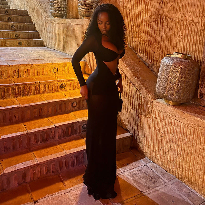 Women's Cutout Draped Maxi Dress