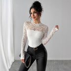 Lace-Stitching Back Zipper Office Top