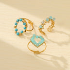 Blue Natural Stone Heart Ring