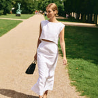 Women's Cotton Linen Spring Summer Vest and Skirt Two-Piece Set