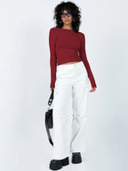 Women's Open Back Long Sleeve Crop Top