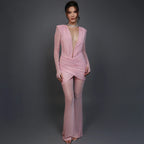 Women's Deep-V Pleated Jumpsuit