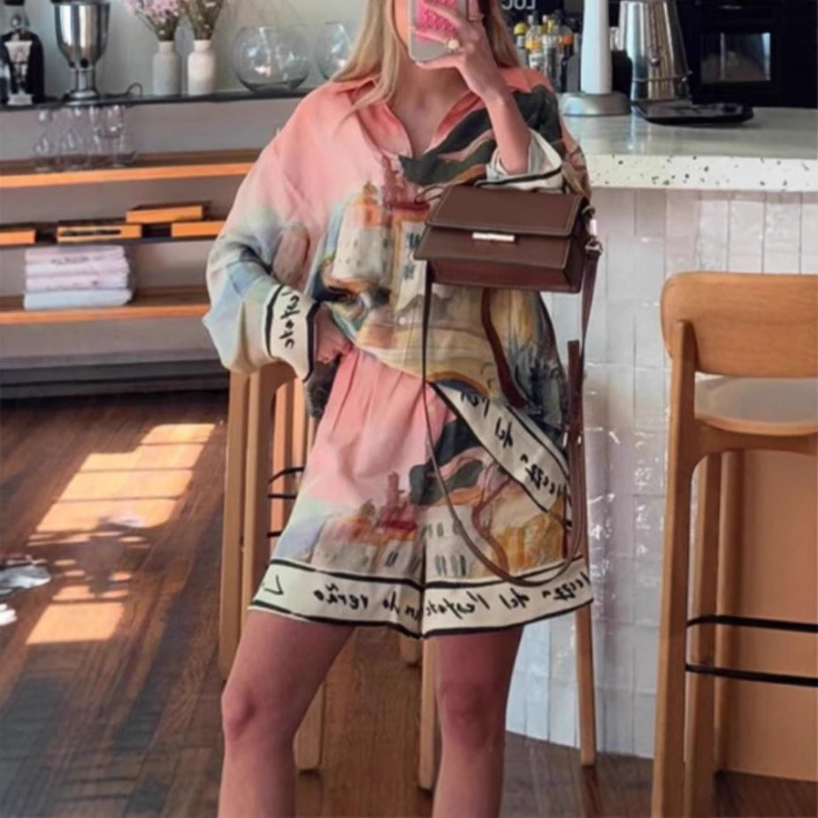 Printed Shirt & Shorts Two-Piece Set