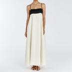 Black White Contrast Sling Dress Backless Long
