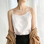 Women's Ramie Linen Round Neck Sleeveless Top