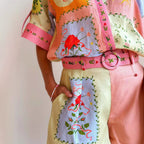 Casual Linen Shirt Shorts Set