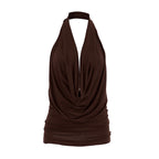 's Low Cut Halter Swing Collar Sleeveless Vest French Minority Top