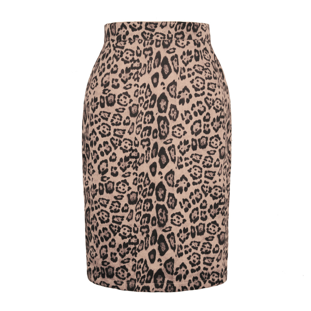 Autumn Winter Smiley Face Leopard Suede High Waist Skirt
