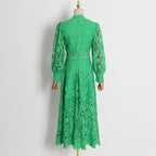 Women's Embroidered Puff-Sleeve A-Line Dress