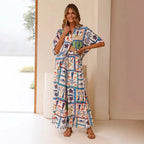 Women's Summer Beach Print Holiday Casual Loose Short Sleeves Shirt