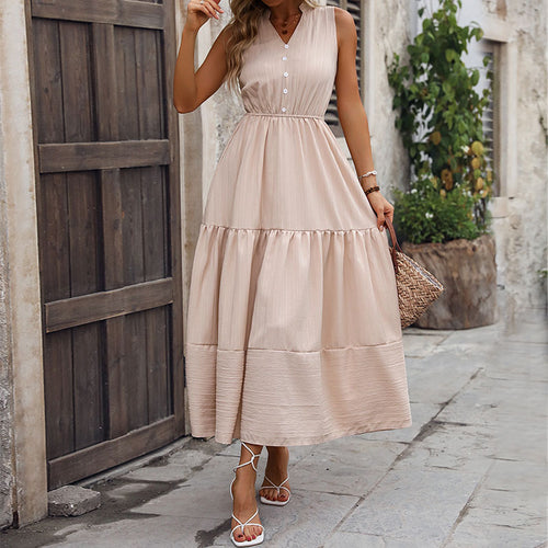 Summer Women Clothing Solid Color Elegant Slim Dress
