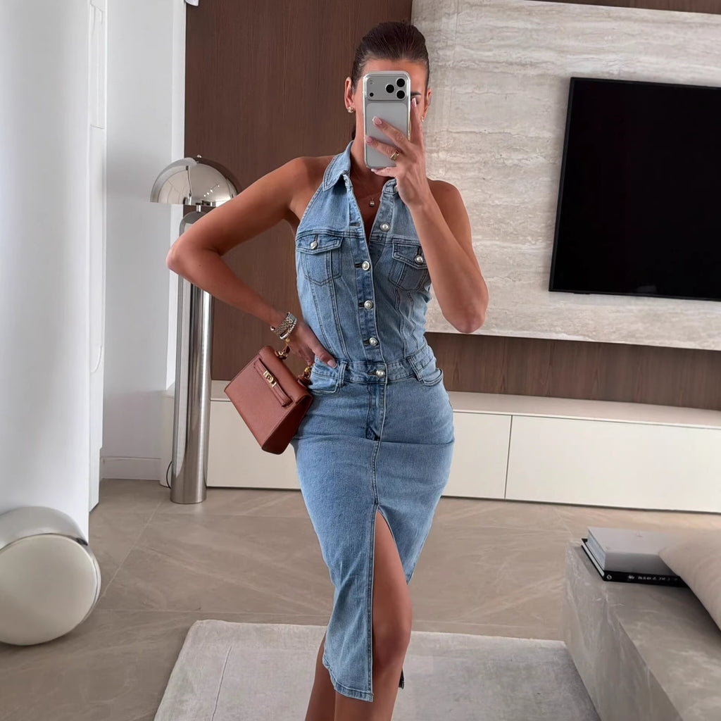 Women's Denim Sleeveless Dress