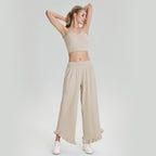 Women Summer Yoga Exercise Non Slip Chest Vest Loose Wide Leg Track Pants Casual Fitness Two Piece Set