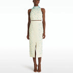 Women's Beaded Split Top and Skirt Two-Piece Set